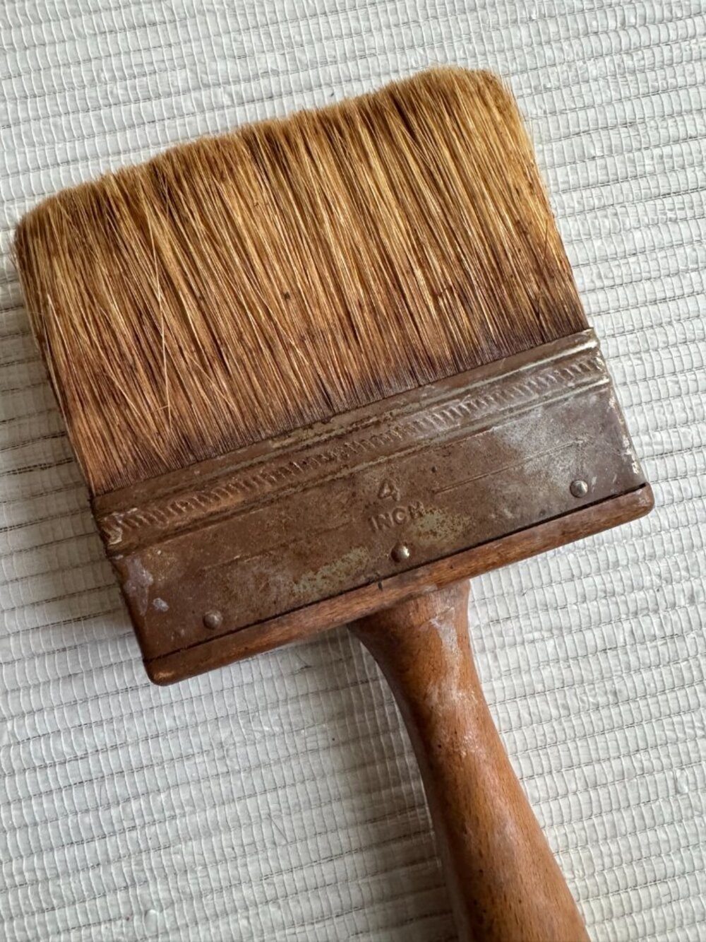 Vintage 4 Inch Paintbrush | Wood Handle Leather Strap